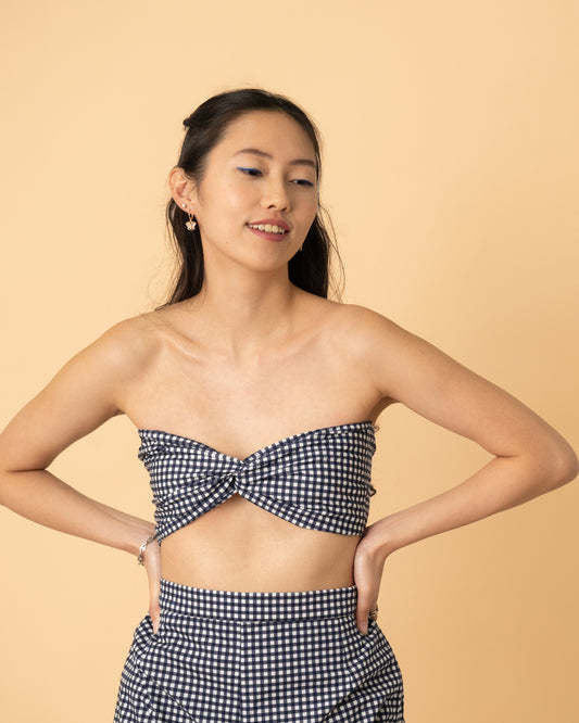 Gingham twist front bandeau